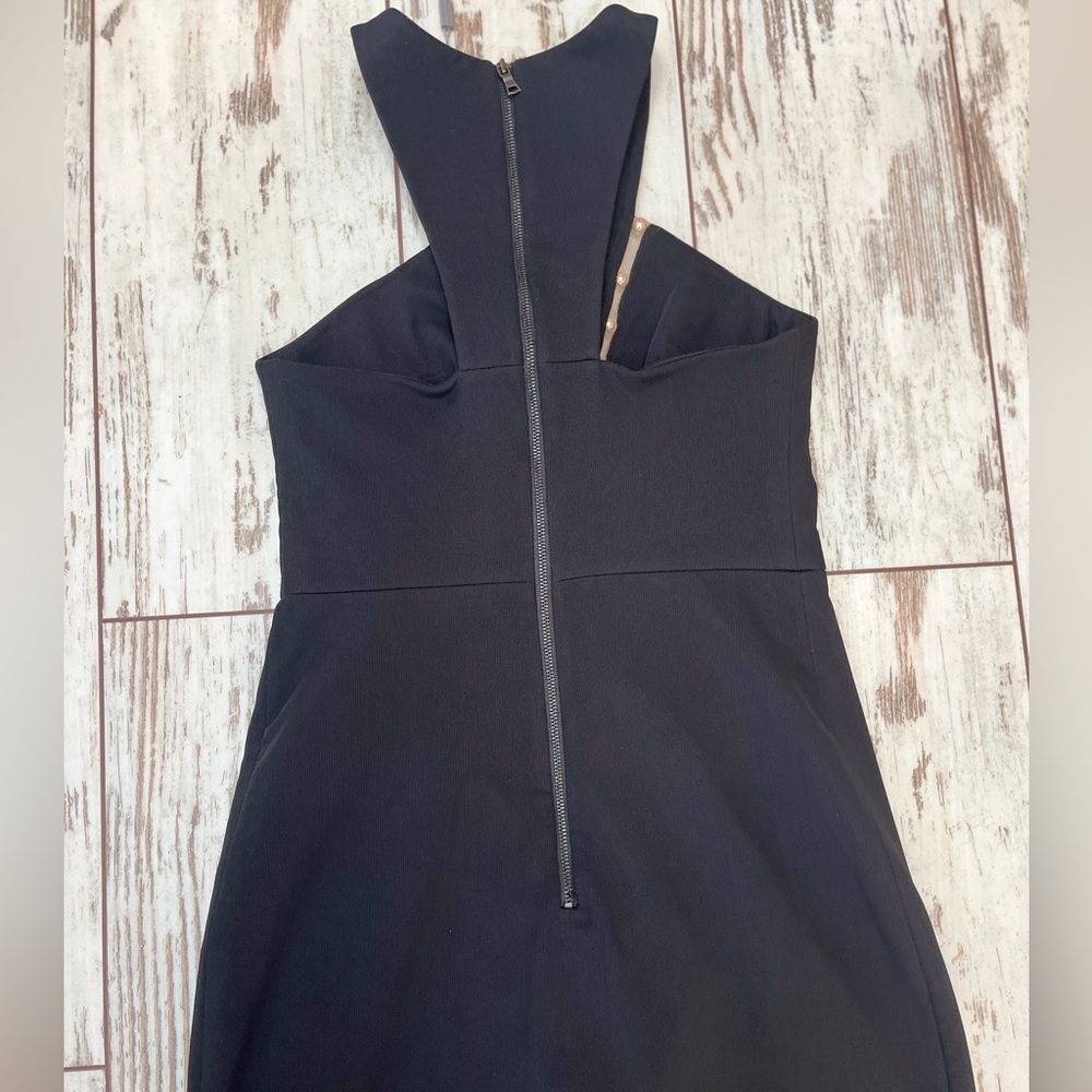 Three Floor Black Embellished Mesh Halter Dress Size 0 XXS Zip Back NWT - Picture 8 of 16